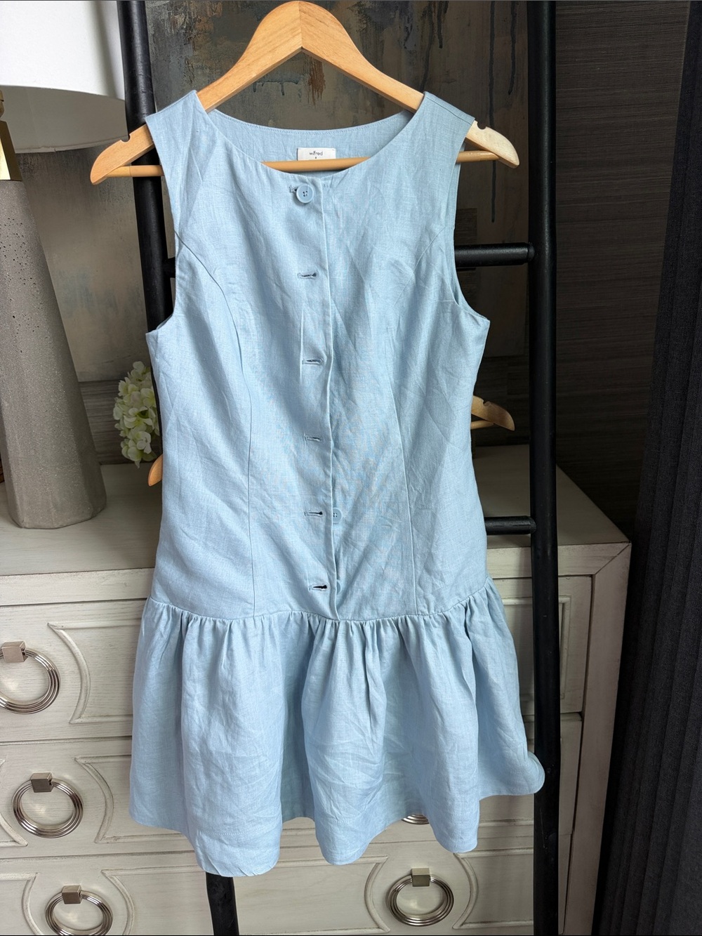 Aritzia Light Blue Button-Front Sleeveless Kids Dress